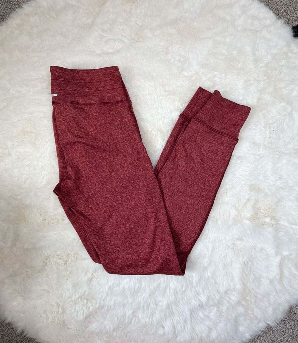 Aerie Chill.Play.Move. Women's Maroon Heathered Athletic Leggings with Pockets